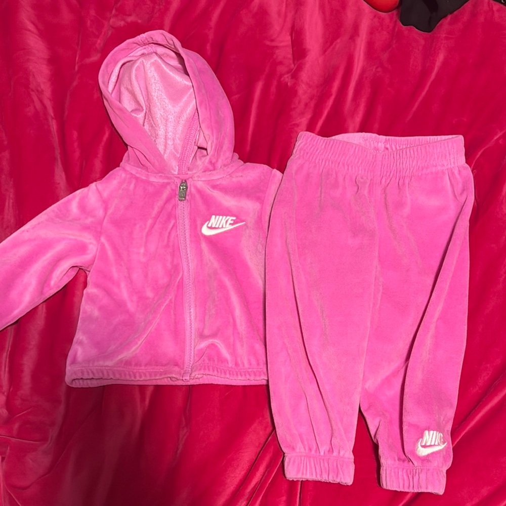 Nike Pink Velour Tracksuit Set